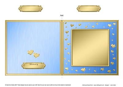 Square Metallic Romantic Hearts Plain Card Base Portrait