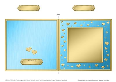 Square Metallic Romantic Hearts Plain Card Base Portrait