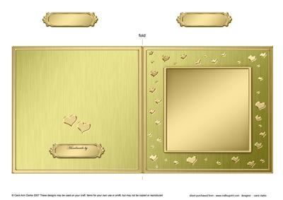 Square Metallic Romantic Hearts Plain Card Base Portrait