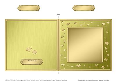 Square Metallic Romantic Hearts Plain Card Base Portrait