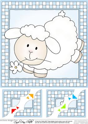 8 x 8 Little Lamb Scalloped Corner Topper