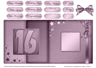 16th Metallic Age Fold Back Card