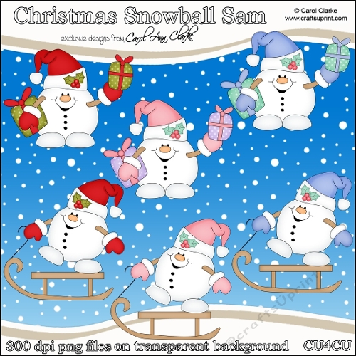 Cute Christmas Snowball Sam - CU4CU Digital Clip Art Set