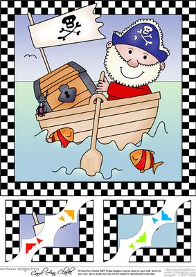 8 x 8 Pirates Ahoy Scalloped Corner Topper