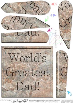 Worlds Greatest Dad Set in Stone Fan Pyramage Topper