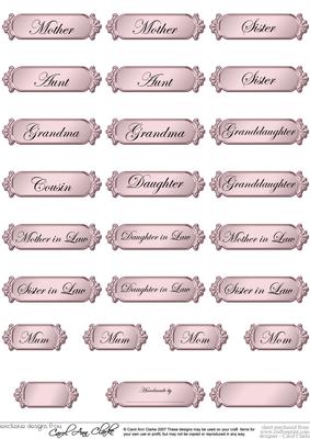 Female Metallic Relations Greetings Text Plates