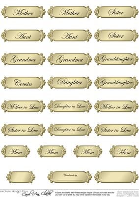 Female Metallic Relations Greetings Text Plates