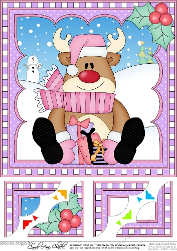 Christmas Rudolph 8 x 8 Scalloped Corner Topper 