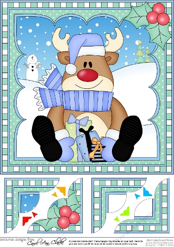 Christmas Rudolph 8 x 8 Scalloped Corner Topper 