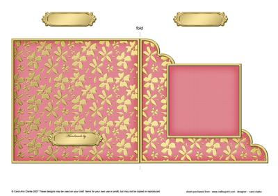 Gold Floral Cut and Fold Corner Card Plain Card Base
