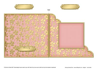 Gold Floral Cut and Fold Corner Card Plain Card Base