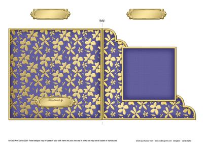 Gold Floral Cut and Fold Corner Card Plain Card Base
