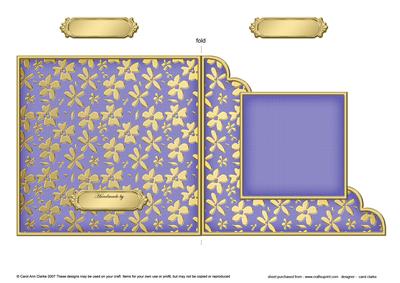 Gold Floral Cut and Fold Corner Card Plain Card Base