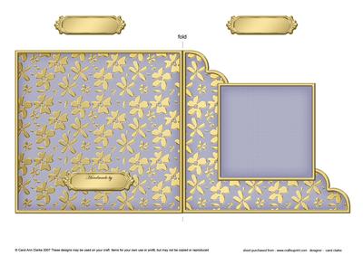 Gold Floral Cut and Fold Corner Card Plain Card Base
