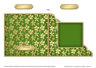 Gold Floral Cut and Fold Corner Card Plain Card Base