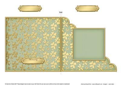 Gold Floral Cut and Fold Corner Card Plain Card Base