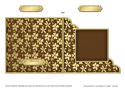 Gold Floral Cut and Fold Corner Card Plain Card Base