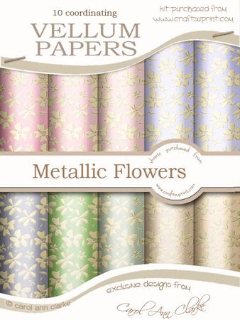 Gold Metallic Flowers Matching Vellum Kit