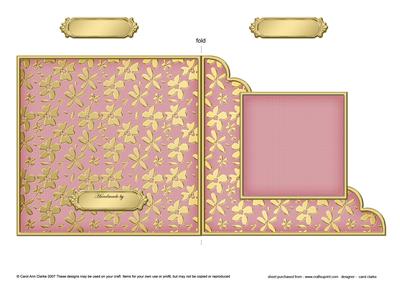 Gold Floral Cut and Fold Corner Card Plain Card Base