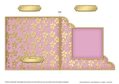 Gold Floral Cut and Fold Corner Card Plain Card Base