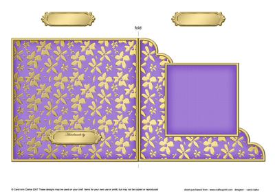 Gold Floral Cut and Fold Corner Card Plain Card Base
