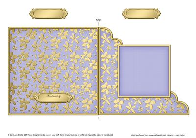 Gold Floral Cut and Fold Corner Card Plain Card Base