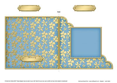 Gold Floral Cut and Fold Corner Card Plain Card Base