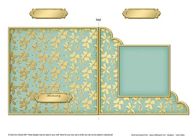 Gold Floral Cut and Fold Corner Card Plain Card Base