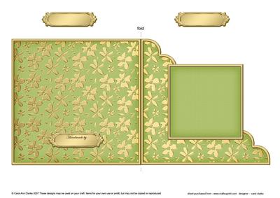 Gold Floral Cut and Fold Corner Card Plain Card Base