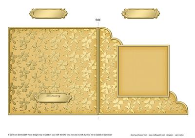 Gold Floral Cut and Fold Corner Card Plain Card Base