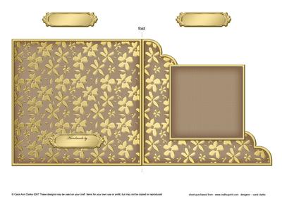 Gold Floral Cut and Fold Corner Card Plain Card Base