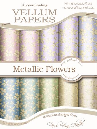 Gold Metallic Flowers Matching Vellum Kit