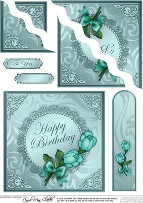 Roses and Metallic Lace Quick Card Wavy Corner Side Stacker
