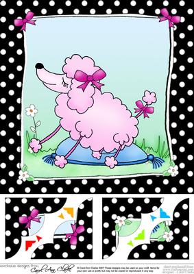 8 x 8 Cute Poodle Scalloped Corner Topper