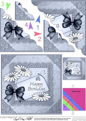 Daisies on Metallic Lace Scallop Corner Side Stacker