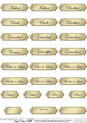 Male Metallic Relations Greetings Text Plates