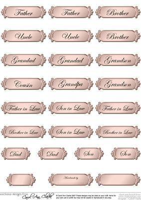 Male Metallic Relations Greetings Text Plates