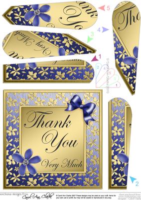 Floral Elegance Thank You Quick Card with Fan Pyramage Toppe