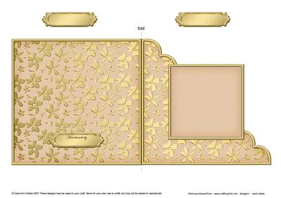 Gold Floral Cut and Fold Corner Card Plain Card Base
