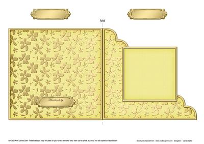 Gold Floral Cut and Fold Corner Card Plain Card Base