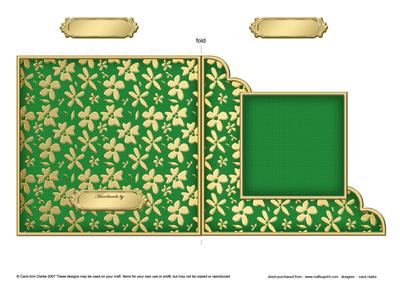 Gold Floral Cut and Fold Corner Card Plain Card Base