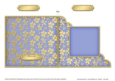 Gold Floral Cut and Fold Corner Card Plain Card Base