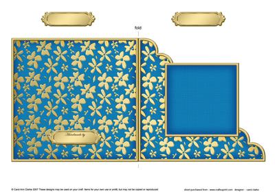 Gold Floral Cut and Fold Corner Card Plain Card Base