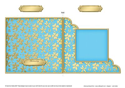 Gold Floral Cut and Fold Corner Card Plain Card Base