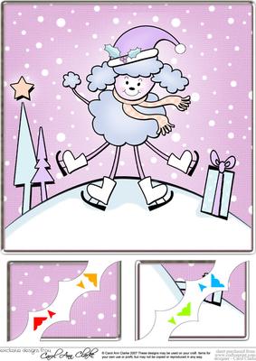8 x 8 Cute Xmas Poodle Scalloped Corner Topper