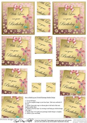 Floral Elegance Birthday Twisted Pyramage Sheet