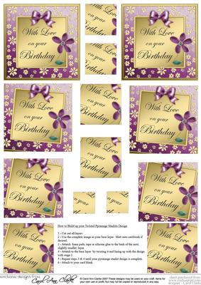 Floral Elegance Birthday Twisted Pyramage Sheet