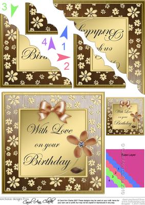 Floral Elegance Birthday Scallop Corner Side Stacker Topper