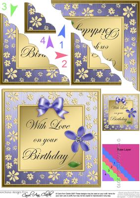 Floral Elegance Birthday Scallop Corner Side Stacker Topper