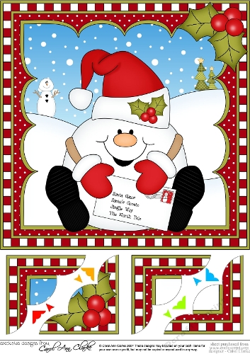 Christmas Snowball Sam 8 x 8 Scalloped Corner Topper